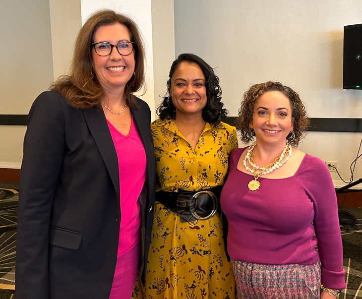 Healthcare marketing experts Dorothy Gemmell, Aditi Goenka, and Jaime Morelli after their candid and insightful panel discussion. 