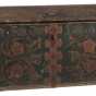 Photograph of a painted trunk used by a Norwegian immigrant