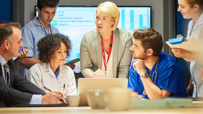 Group of healthcare workers meeting