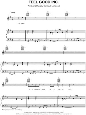 Gorillaz Feat De La Soul Feel Good Inc Sheet Music In E Minor Transposable Download Print Sku Mn