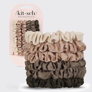 Ultra Petite Satin Scrunchies 6 Stück – Eukalyptus