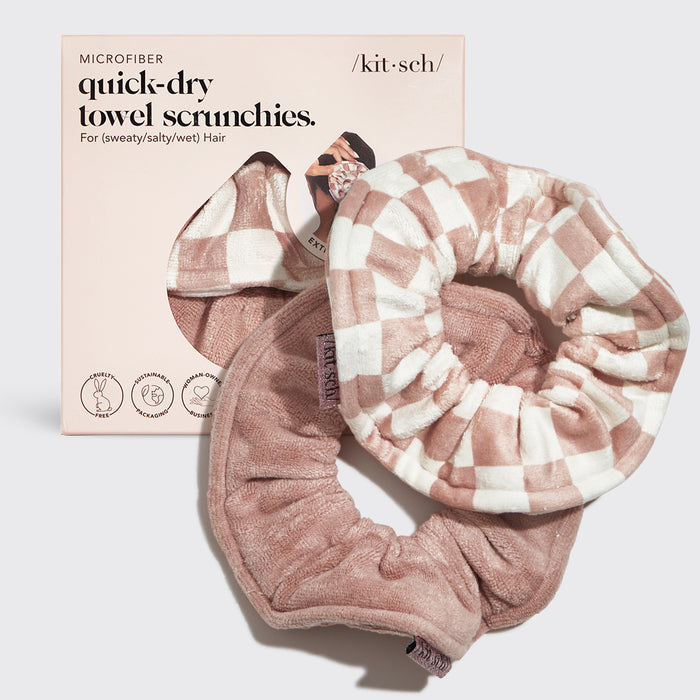 Toalla de microfibra de secado rápido Scrunchies 2pc - Terracota Checker