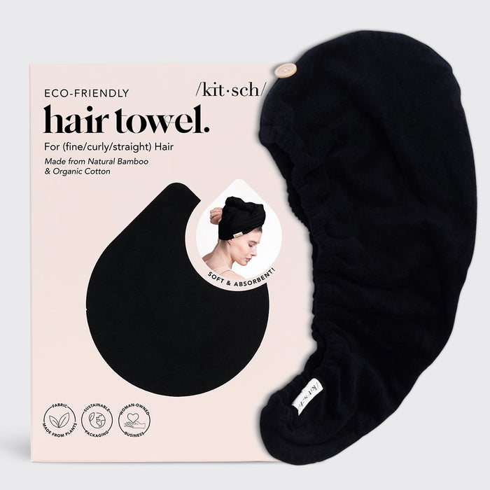 Serviette à cheveux écologique - Noir