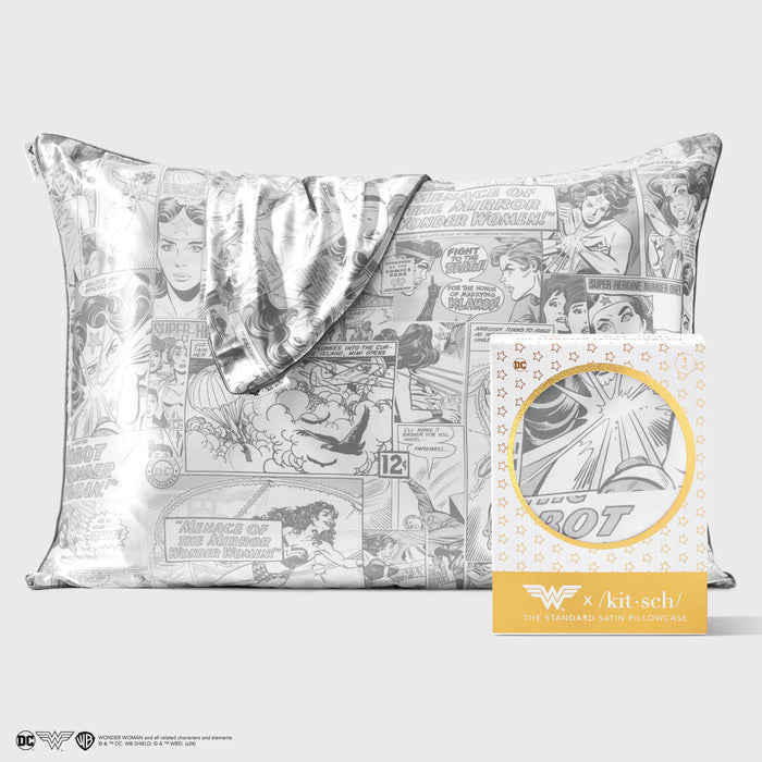 Wonder Woman x Kitsch Satin Pillowcase - Comic Print