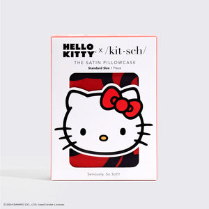 Taie d'oreiller Hello Kitty x Kitsch Satin - Hello Kitty se baigne dans une mer de nœuds