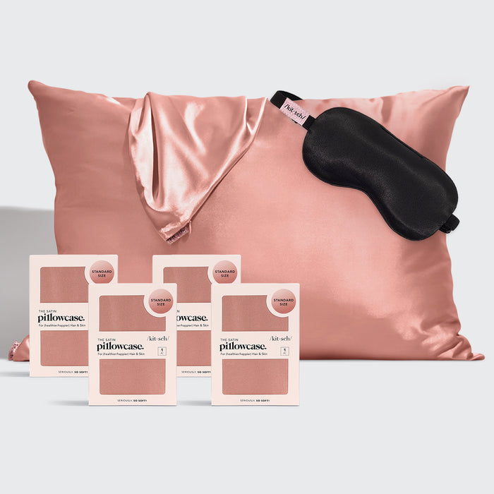 Luxe Satin Pillowcase & Eye Mask Bundle -  Terracotta