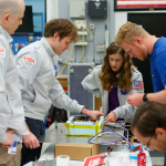 From left to right: Frank Soboczenski, Lead Machine Learning Scientist; Philippe Ludivig, Lead Payload Engineer; Sara Jennings, CEO and Principal Investigator; and Kolbron Schoenberger, Payload Science Intern.