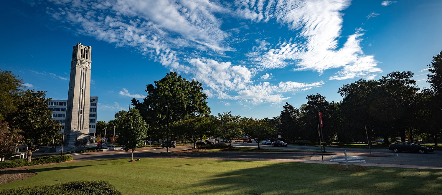 The NC State Belltower on main campus.