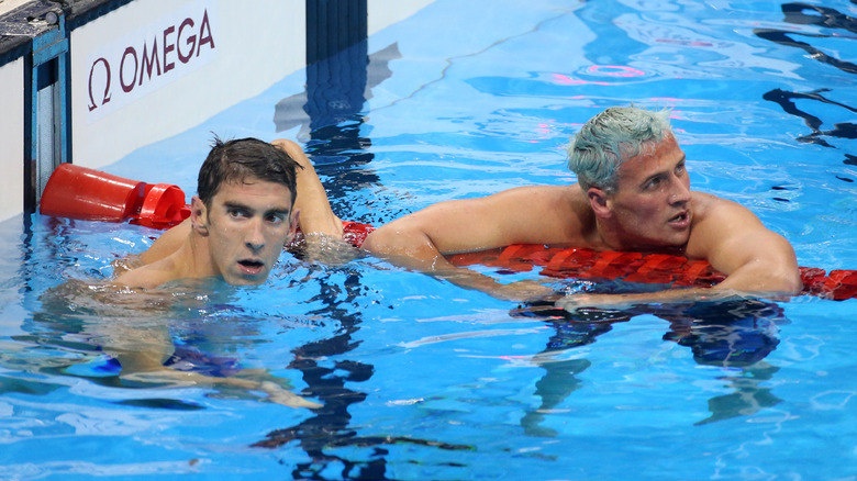 Michael Phelps with Ryan Lochte in the pool