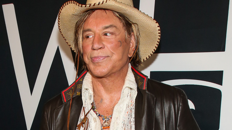 Mickey Rourke wearing hat 