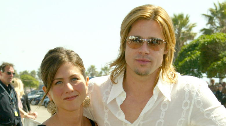 Jenifer Aniston Brad Pitt smiling