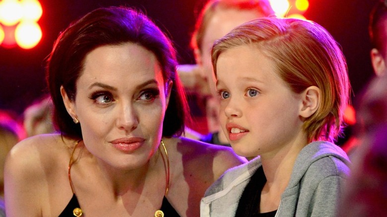 Angelina Jolie and Shiloh Jolie-Pitt looking