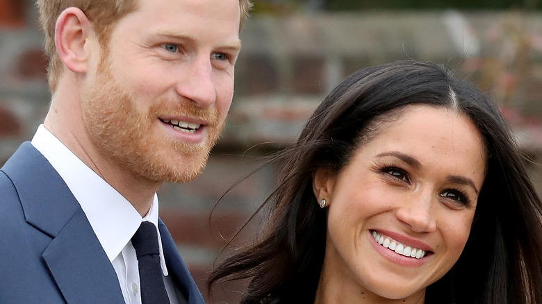 Meghan Markle and Prince Harry at the royal gardens in 2017