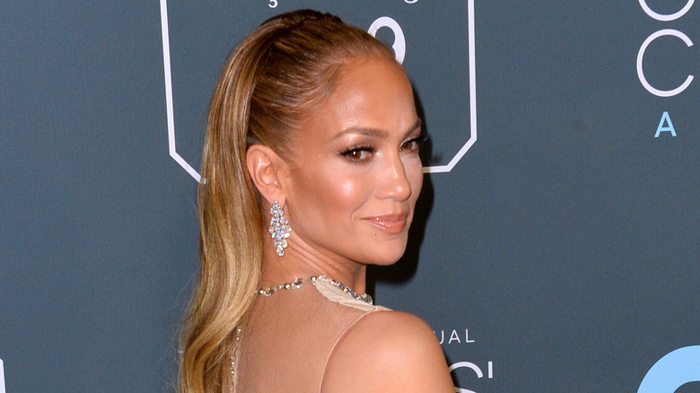 Jennifer Lopez looking over shoulder