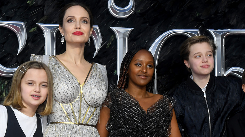 Angelina Jolie with some of her kids on red carpet