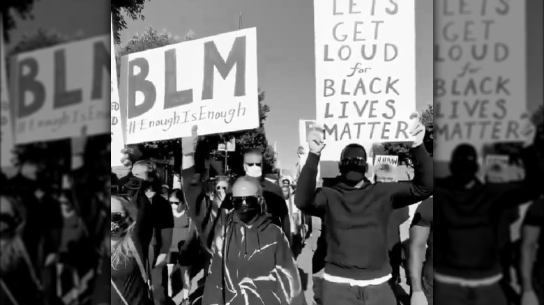 Jennifer Lopez and Alex Rodriguez walking for Black Lives Matter