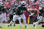 Eagles right guard Mekhi Becton was ruled out of Sunday's game against the Giants because of a concussion.