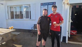 Well earned drink for Man of the Match Josh Parry