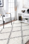 Elegant White & Gray Crisscross Office Rug (Multiple Sizes)