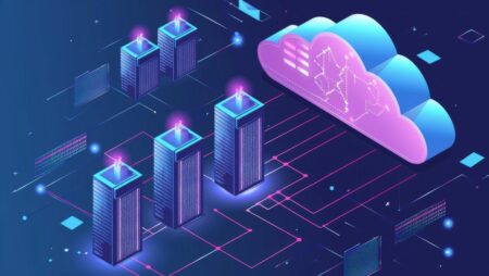 Concept image of server migration to cloud infrastructure