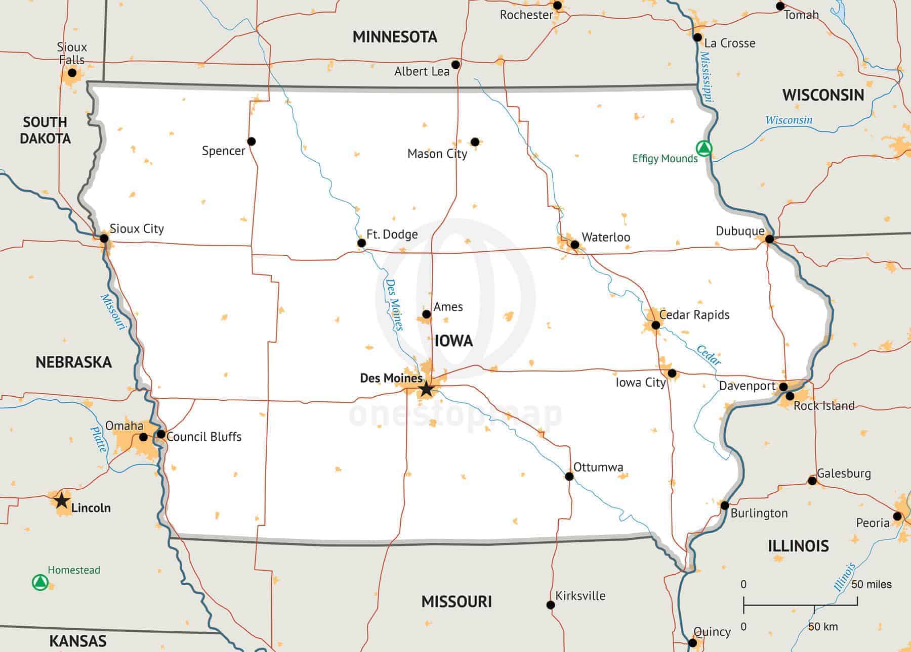 Printable Map Of Iowa | Francesco Printable