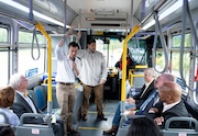 U.S. Transportation Secretary Pete Buttigieg visited the Southeast Portland campus of Portland Community College Friday, where, after giving remarks, he boarded an electric TriMet bus and toured Southeast 82nd Avenue. July 7, 2023