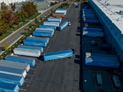 Trailers are parked at an Amazon fulfillment center in Kent, Washington, on Oct. 6, 2023.