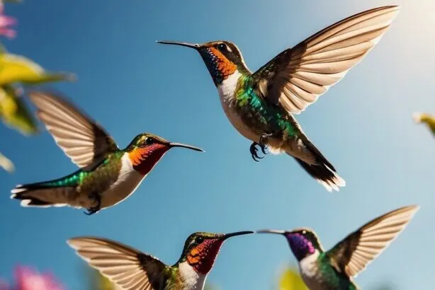 Hummingbirds flying