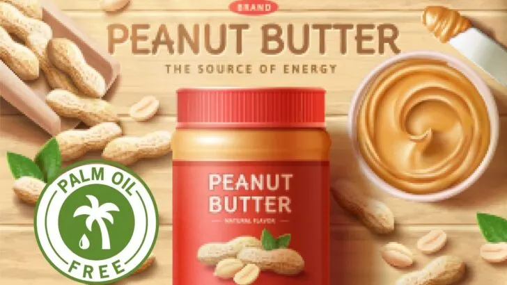 Peanut butter jar with no palm oil sign