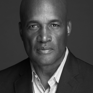 Black and white portrait of Kenny Leon.