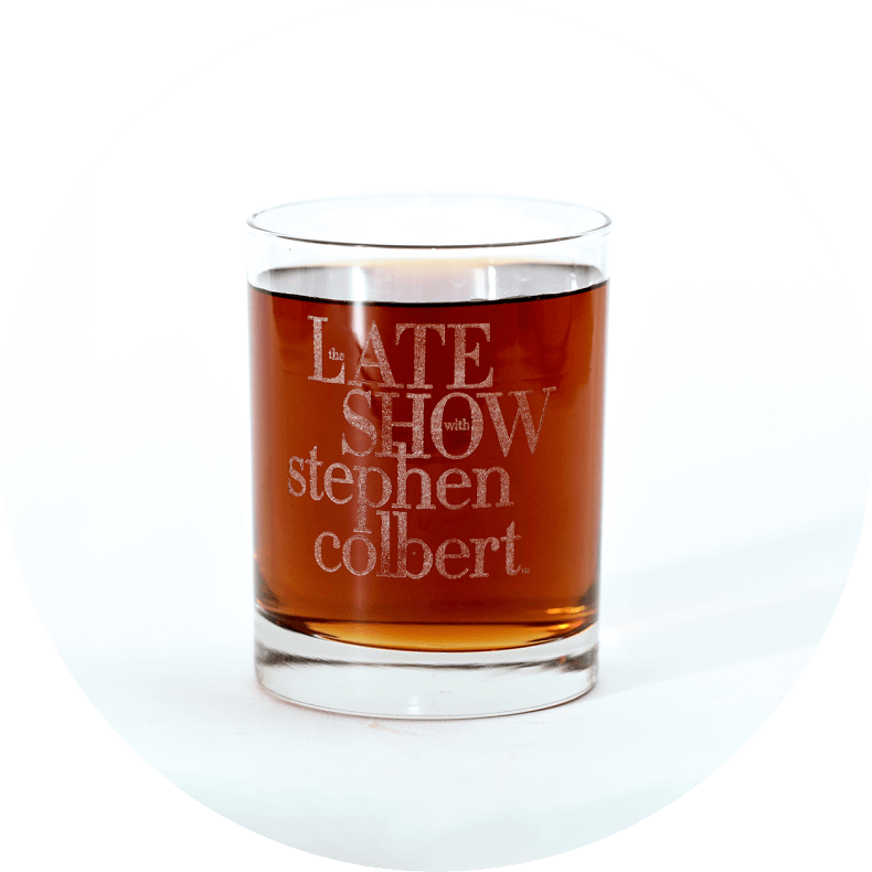 The Late Show with Stephen Colbert Logo Vaso Rocks grabado con láser