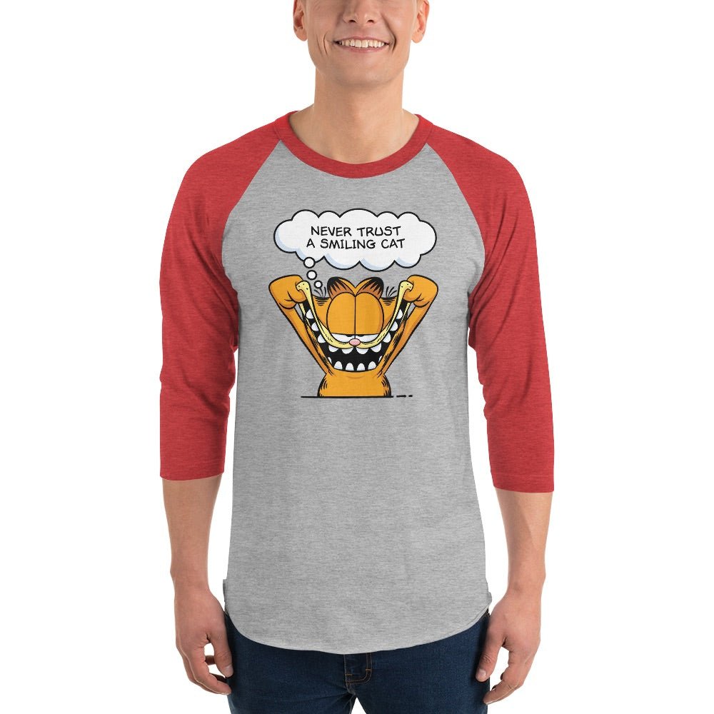 Garfield Smiling Cat Unisex 3/4 Sleeve Raglan Shirt - Paramount Shop