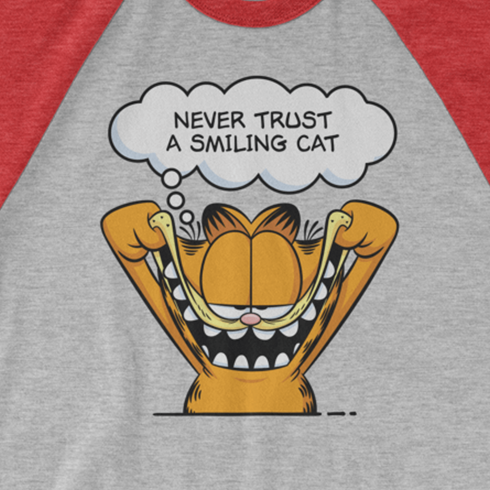 Garfield Smiling Cat Unisex 3/4 Sleeve Raglan Shirt - Paramount Shop