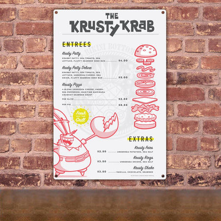 SpongeBob SquarePants The Krusty Krab Menu Metal Sign - Paramount Shop