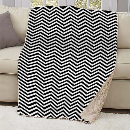 Twin Peaks Black and White Chevron Sherpa Blanket - Paramount Shop