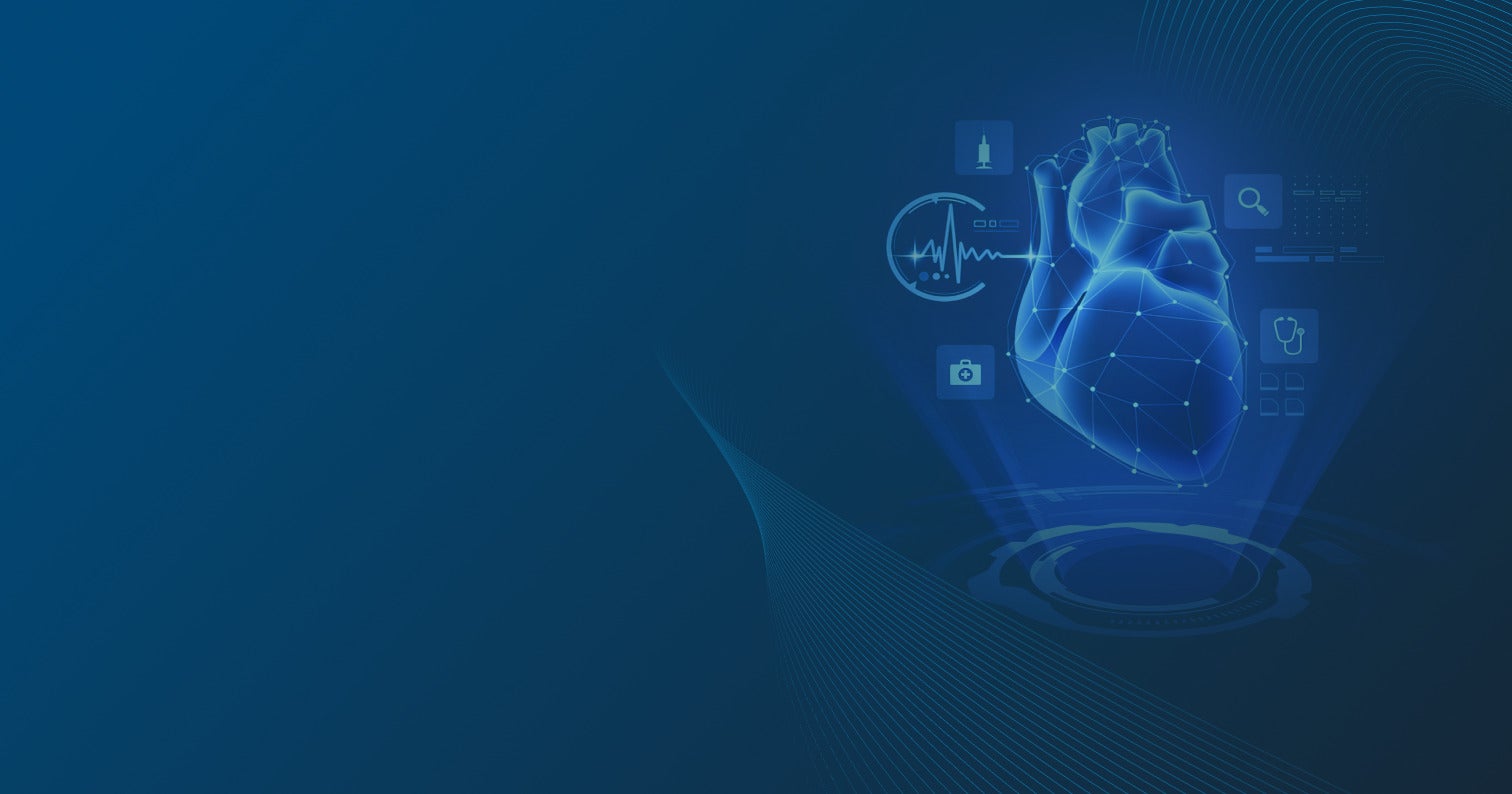 Banner with blue background and graphic of human heart on the right.