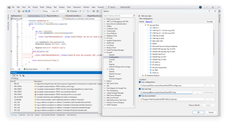 Screenshot of dotTEST Test Configurations.