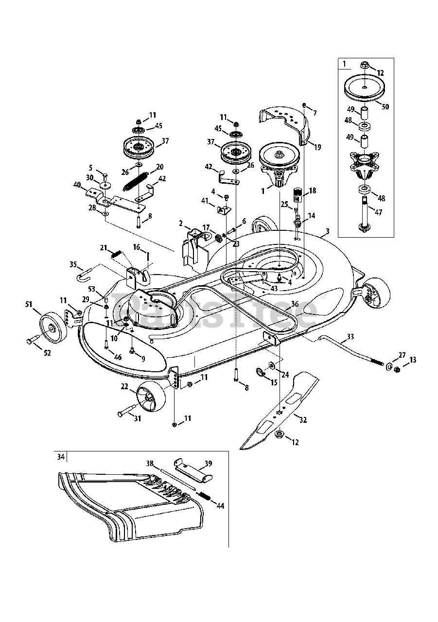 Cub Cadet Riding Mower Deck Diagrams