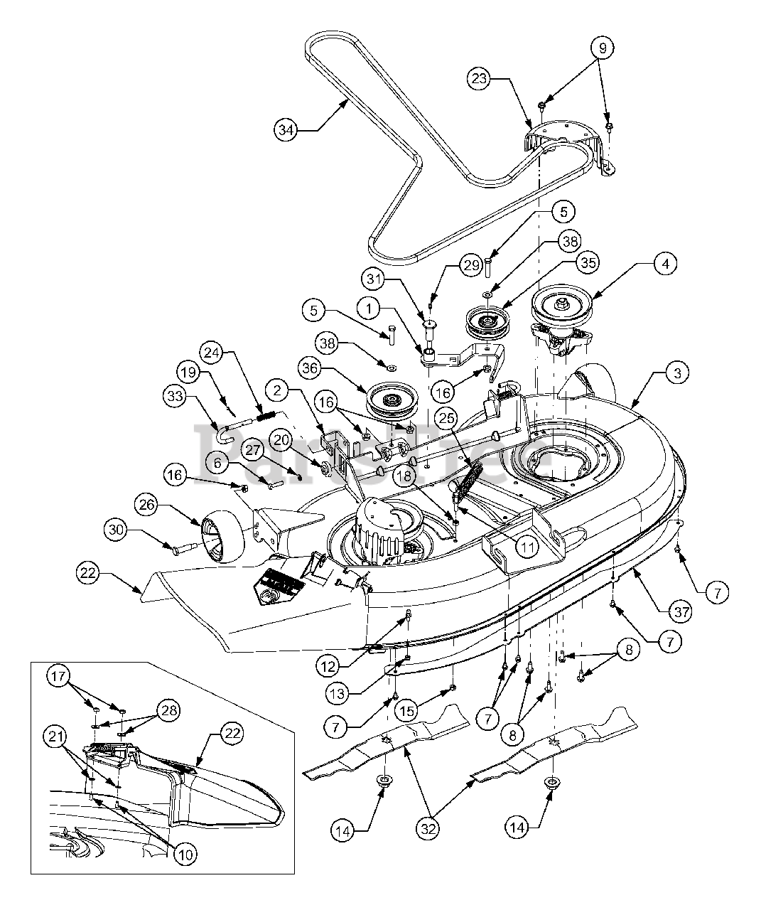 Cub Cadet Riding Mower Deck Diagrams