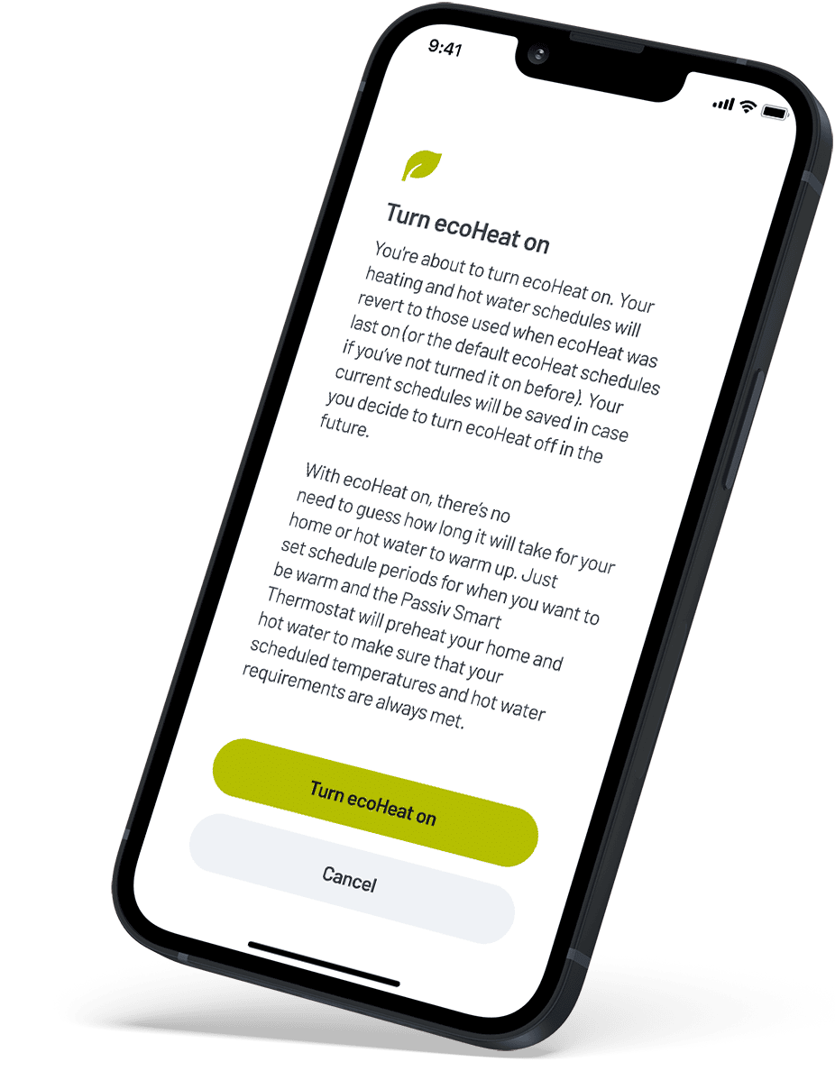 Passiv app ecoheat screen