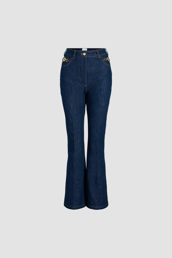 Flared trousers in organic cotton denim