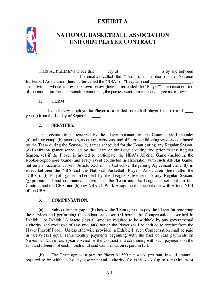 nba contract template Preview on Page 1