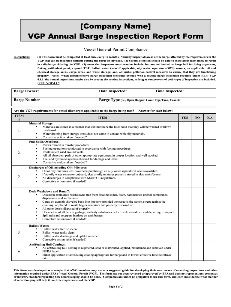 barge inspection checklist Preview on Page 1