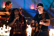 AUSTIN, TEXAS - APRIL 07: (L-R) Brittney Spencer and Parker McCollum perform onstage during the 2024 CMT Music Awards  at Moody Center on April 07, 2024 in Austin, Texas. (Photo by Hubert Vestil/Getty Images)