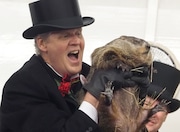 Milltown Mel is pictured in this file photo from Groundhog Day 2017. The groundhog passed away in 2022, forcing the cancellation of the borough's annual tradition of holding Groundhog Day ceremonies. 