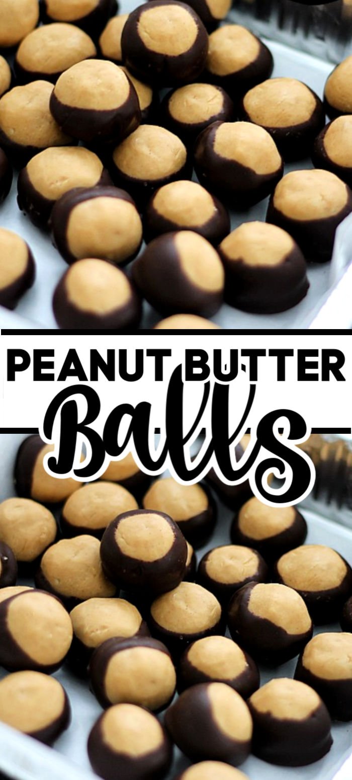 Peanut Butter Balls are a super simple, no-bake, treat that are great any time of the year. Sometimes called buckeye balls, these sweet and salty peanut butter balls are dipped into dark chocolate and are irresistible! | www.persnicketyplates.com #christmas #christmastreats #christmasdesserts #nobake #peanutbutter #chocolate #easyrecipe #dessert