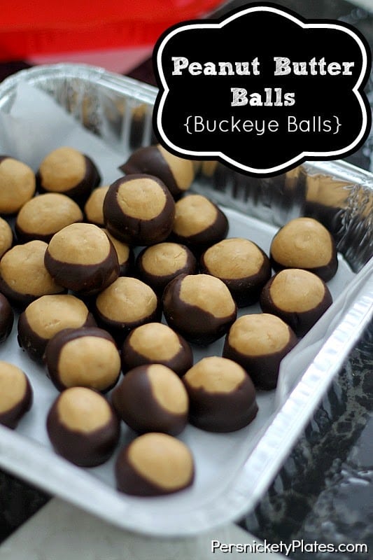 tray of buckeye balls with title overlay