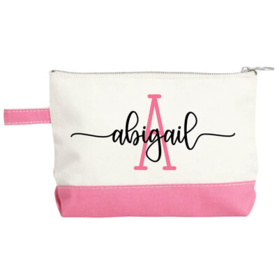 Canvas Makeup Bag with Name & Initial