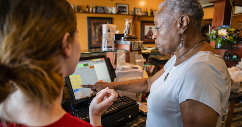 Older women working in a shop