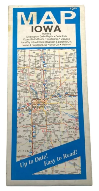 VINTAGE IOWA HIGHWAYS State Travel Road Map Area Maps Cedar Rapids ...